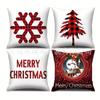 Nueva funda de almohada navideña de lino con estampado de árbol de Navidad, funda de cojín transfronteriza para el hogar, funda de almohada para sofá de sala de estar