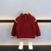 Suéter Infantil Masculino de Outono e Inverno com Zíper Parcial Estilo Coreano Tricô Espesso Pulôver Suéter de Lã para Bebês e Crianças Pequenas Roupas de Outono