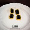 Electrochapado en Oro Real, Elegantes y Lujosos Pendientes de Circonita Negra, Pendientes de Diseño Elegante de Nicho, Sentido del Diseño y Pendientes de Gama Alta