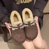 Zapatos de algodón para mujer, estilo Birkenstock, diseño retro, nueva colección 2026, con tacón oculto para mayor altura, estilo slip-on, suela suave, engrosados y forrados de felpa, color marrón, altura de tacón de 5 cm, adecuados para otoño e invierno