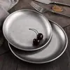 Placa Coreana Gruesa de Acero Inoxidable para Barbacoa Estilo Retro Nostálgico Plato de Copo de Nieve Plato Viejo para Exteriores Plato de Hueso Plato Lateral