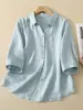 Nova moda dopamine versátil de verão, top blusa cardigã de algodão e linho com gola V e gola de lapela, roupas casuais femininas