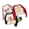 Camiseta Manga Longa Feminina, Estilo Curto, Slim Fit, Camiseta Básica Raglan com Desenho Infantil, Top de Algodão, Novo Estilo Outono 2026