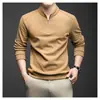 Sudadera Popular de Manga Larga para Hombre Cuello Alto Medio con Cremallera Invierno 2025 Forro Polar Cálido Sudadera de Cachemir Camiseta Base