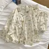 Novo Conjunto de Pijama para Mulheres Roupas de Casa Desenho Animado Franguinho Fofo Pode Ser Usado Fora Manga Longa Calça Longa Cardigan Pijama de Celebridade da Internet Mais Vendido