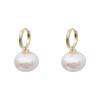 Pendientes de perlas francesas retro, pendientes de perlas simples, diseño de nicho, pendientes redondos planos de moda para mujer