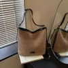 Bolsa de Praia de Verão para Mulheres, Bolsa Saco Listrada Casual, Bolsa de Palha Texturizada para o Dia a Dia, Bolsa Transversal de Ombro Versátil