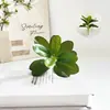 Planta Verde Artificial Única de 3 Secciones con Textura Realista Impresa en 3D, Ramo de Plantas Falsas para Decoración de Hotel y Restaurante, Material para Arreglo de Flores Artificiales
