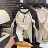 Traje casual de retazos de color contrastante para niños, ropa cálida para el hogar y ropa interior de primavera y otoño