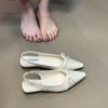 Hermosos Zapatos Planos de Punta Fina Estilo Francés para Mujer, Nuevo Modelo Primavera 2026 con Moño, Banda Elástica y Sandalias de Tacón Bajo Cerradas en la Punta y Abiertas en la Espalda para Mujer