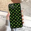Funda de Teléfono de Calabaza con Hojas de Otoño para Halloween, Dibujo Animado de Fantasma Verde, Estampado Completo, Base Negra, Antigolpes, Cubierta Mate para Teléfono para Apple, Funda de Cobertura Total