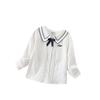 Camisas para Niñas Primavera Nuevo Estilo Algodón Puro Manga Corta Niños Grandes Manga Larga Tops Uniformes Escolares Estudiantes Otoño
