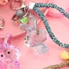 Llavero de Cristal Cortado Poligonal Acrílico de Conejo Cuerda con Taladro Creativa Accesorios para Mochila Escolar de Estudiante Decoraciones