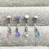 Pendientes Colgantes de Aleación de Titanio G23 con Borde Ondulado y Circonita F-136 Titanio Aobao Colgante de Circonita Joyería para Perforación de Ombligo