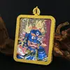 Zakiram Amarillo y Negro Deidad de la Riqueza Cinco Señores Buda de la Medicina Tara Verde Manjushri Bodhisattva Cinnabar Thangka Colgante Amuleto de Buda Portátil