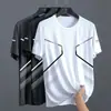 Camiseta de Secado Rápido de Verano para Hombre, Manga Corta, Holgada, Fresca, Transpirable, Fitness Running, Talla Grande Elástica Ropa de Secado Rápido, Manga Corta Deportiva