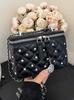 Bolso Pequeño Cuadrado Yo Zi con Incrustaciones de Diamantes Rombos para Mujer 2025 Verano Estilo Occidental Cadena Todo-partido Bolsa Caja Bolso Cruzado para Viaje