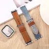 Adecuado para Apple S10 Correa de Reloj de Mezclilla Doble Línea Degradado iWatch 9ª Generación Se8 Mezclilla Lavada Retro 46mm Neutro