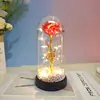 Rosa de folha de ouro flor eterna cobertura de vidro luz noturna dia das mães dia dos namorados presente de aniversário ornamentos criativos