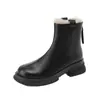 Botas Martin de tacón grueso para mujer, nueva colección otoño/invierno 2026, Botines Chelsea estilo británico con forro de felpa, Botines ajustados, Botas de algodón