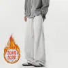 Calça Masculina Primavera Verão Outono Cinza Caimento Reto Solta Casual Esportiva Perna Larga Calça de Moletom