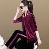 Conjunto de Agasalho de Veludo com Gola Alta Tendência para Mulheres, Novo Estilo Primavera e Outono 2026 Conjunto de Três Peças Versátil para Uso Casual