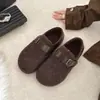 Mules de Inverno com Forro de Fleece de Salto Alto com Tira no Tornozelo e Pelo Sapatos de Algodão Confortáveis Versáteis Sola Macia Sapatos de Algodão para Uso Externo Feminino