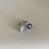 Anillo Abierto Único de Zirconia y Perla Estilo Francés para Mujer, Diseño de Nicho con un Sentido de Lujo Ligero y Tendencia de Moda