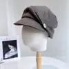 Sombrero Ecuestre Asimétrico con Pliegues y Hebilla de Corazón Estilo Japonés para Mujer, Boina Cálida Estilo Newsboy para Otoño e Invierno