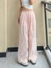 150 Pantalones Yamamoto de Seda de Hielo Rosa de Cintura Alta con Lazo Bordado para Mujer, Verano, Cortos, Casuales para Caminar, de Pierna Ancha 145