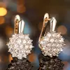 Pendientes de Flor de Moda Rusos de Alta Calidad para Mujer, Pendientes de Circonita de Temperamento Transfronterizos Europeos y Americanos, Verano de Gama Alta