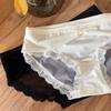 Exquisito a la luz de la luna ~ Sedas y Satenes Franceses Encaje Ropa Interior para Mujer Cintura Media Cómodo Transpirable Sexy Deseo Puro Algodón Puro Entrepierna Calzones