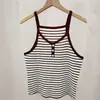 Top de Malha Camisola de Verão com Listras Pura Desejo Slim Fit Emagrecedor Sem Mangas Peça de Sobrepor Versátil para Meninas