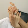 Novo Anel de Casal em Aço Titânio com Pedras Strass Estrela Ginky Moda Ins Japonesa e Coreana Anel Versátil de Alta Qualidade Atacado