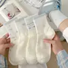 Calcetines azul claro con lazo para mujer, primavera y otoño, calcetines blancos lechosos hasta la pantorrilla, estilo coreano, modernos, calcetines deportivos dulces japoneses para estudiante
