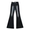 1027-1 Versão Petite Super Emagrecedor Costura Visível 26 Primavera Estilo Coreano Bolso Frontal Jeans Flare Calças Flare