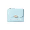 Cartera corta para mujer con estampado de color liso, tarjetero 2024, cartera con cremallera y cierre cruzado para mujer, venta al por mayor