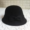 Chapéu de Inverno Feminino Estilo Coreano Laço Lã Chapéu Boina Cúpula Retrô Inglês Chapéu Alto Chapéu de Pescador para Exterior Tendência