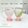 Copo de Vidro Base Montanha Rosa Luxo Leve Alto Padrão Uso Doméstico Alta Aparência com Alça Copo para Beber Suco de Frutas Bebidas Copo de Cerveja