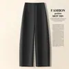 Pantalones Azules Marino para Mujer con Corte Curvo 2026 Otoño Nuevos de Cintura Alta Pierna Ancha Adelgazantes Moda para Ir al Trabajo Casuales