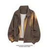 Nueva chaqueta casual de otoño, corte holgado, moderna, versátil, estilo retro americano de Hong Kong, elegante y genial para hombres, chaqueta transfronteriza con cuello alto