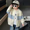 Cardigan Suéter com Zíper Masculino Primavera e Outono Estilo Coreano Jaqueta Tricô Casual para Crianças Pequenas Roupa Infantil Transfronteiriça Comércio Exterior
