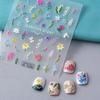 Baihuaqi online celebridade 5D flor adesivos de unha tridimensional relevo adesivos pequenos decalques de unha de flor vermelha decoração atacado