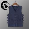 Chaleco de Hombre Viejo Verano Casual Lino Chaleco Chaleco Algodón y Lino Sudadera Hombre Retro Hebilla Estilo Chino Chaqueta Magma Camiseta sin Mangas