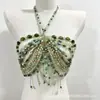Cadena de Pecho para Bikini Hecha a Mano con Cuentas Transfronteriza, Cadena Corporal Sexy sin Espalda Estilo Europeo y Americano, Top Versátil Hueco para Chica Atrevida de Playa