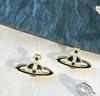 Moda Europeia e Americana Luxo Leve Personalizado Pequeno Galáxia Saturno Formato de Broche Cravejado com Diamantes Completos Brincos Pendentes e Tachas
