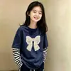 Camiseta de Manga Larga con Retazos de Algodón Puro para Niña Estilo Primavera/Otoño 2026 Nueva Elegante Capa Base Falsa de Dos Piezas para Niños Mediana a Grande