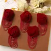 Outono e Inverno Pelúcia Clareamento Suave Franja Contas de Arroz Rosa Vermelho Corsage DIY Acessórios de Cabelo Roupas Femininas Acessórios de Flor