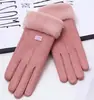Luvas de Inverno Femininas com Veludo e Espessamento para Manter Aquecido ao Dirigir, Fofas para Ciclismo Outono e Inverno à Prova de Vento e Frio Luvas de Algodão com Tela Sensível ao Toque