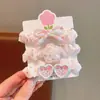 Laço de Cabelo Pequeno com Estampa Floral de Desenho Animado Infantil Corda de Cabelo Feminina Nova Fofa Cor Creme Acessórios de Cabelo Doces Pequenos Frescos